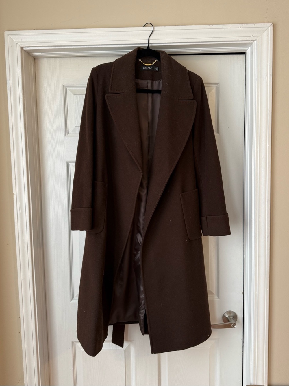 Ralph Lauren Dark Brown Wool Trench Coat